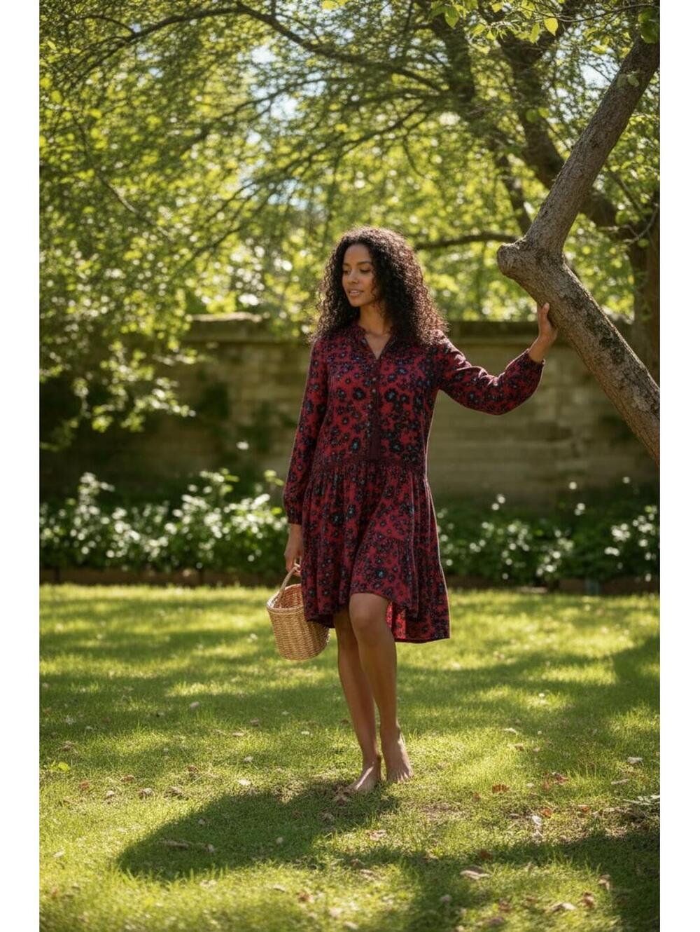 Free People Rain Combo Floral Tunic Dress Size L